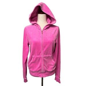 JUICY COUTURE Velour Jacket Women's XL Hot Pink Y2K Athleisure Zip USA MADE